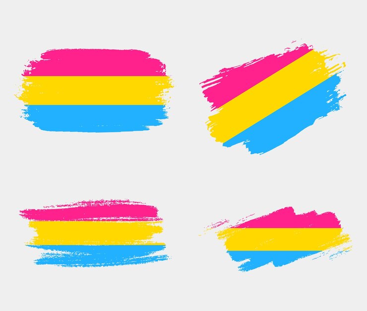 Vector bandera de pansexualidad pintada con pincel sobre fondo blanco concepto de derechos lgbt afiche moderno de desfiles del orgullo ilustración vectorialx9xa