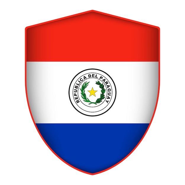 Bandera de Paraguay en forma de escudo Ilustración vectorial