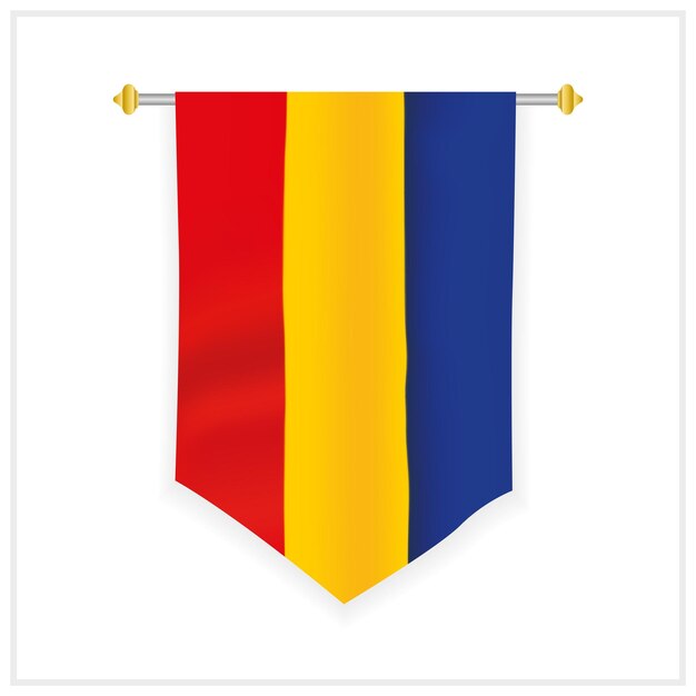 Vector bandera de pared de rumania y diseño de bandera para colgar en la pared de rumania