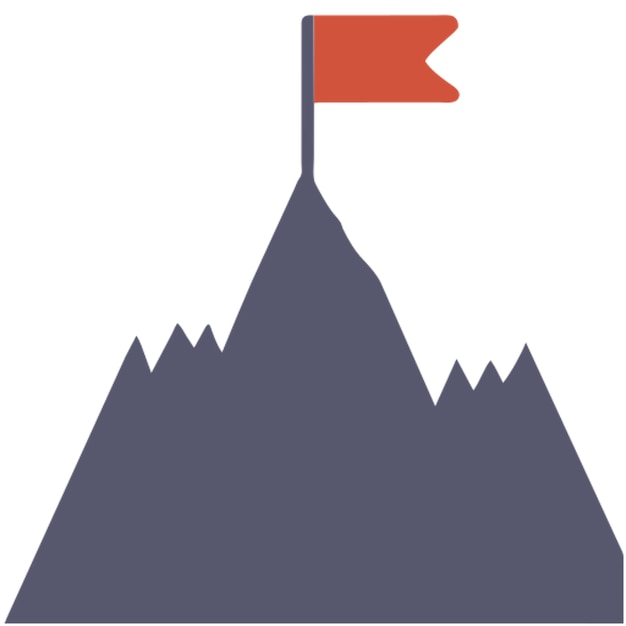 bandera en la parte superior de un icono de montaña