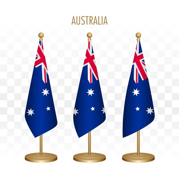 Bandera permanente de Australia 3d ilustración vectorial aislado en blanco