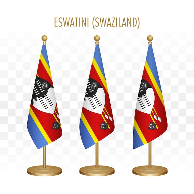Bandera permanente de Eswatini Swazilandia 3d ilustración vectorial aislado en blanco