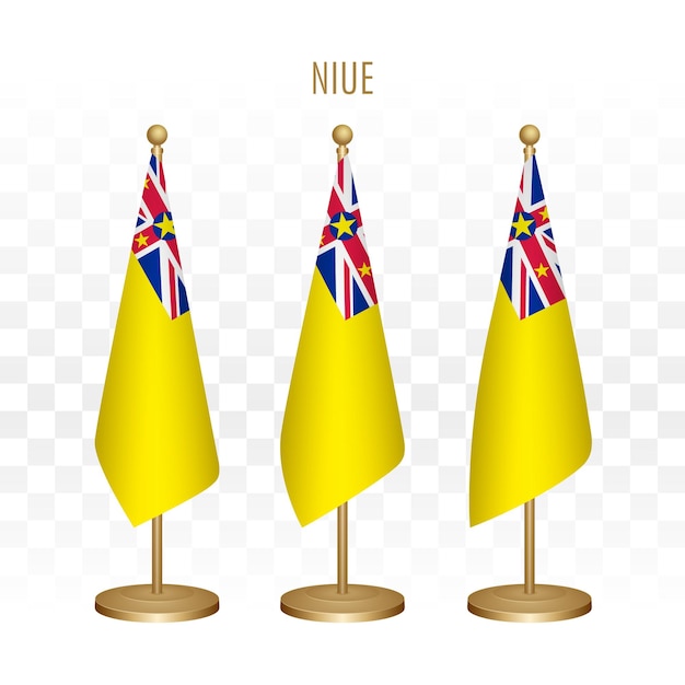 Bandera permanente de niue ilustración vectorial 3d aislado en blanco