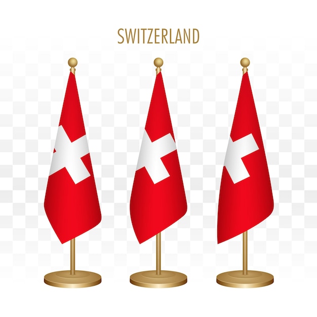 Bandera permanente de Suiza 3d ilustración vectorial aislado en blanco