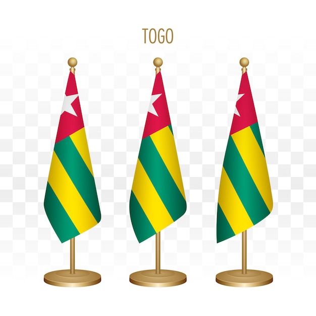Bandera permanente de Togo 3d ilustración vectorial aislado en blanco