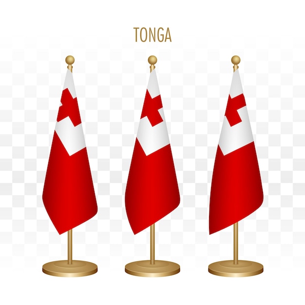 Bandera permanente de Tonga 3d ilustración vectorial aislado en blanco