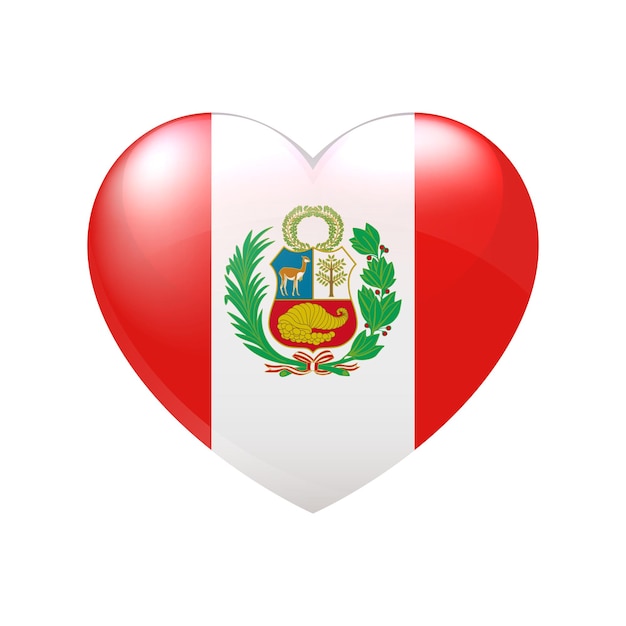 Bandera de Perú en el corazón. Símbolo de amor. Vector icono de país aislado eps10