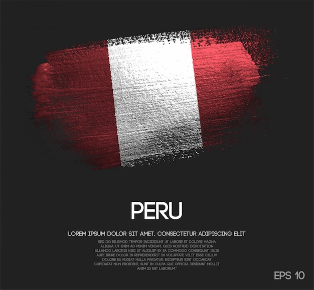 Bandera de perú hecha de pintura brillante brillo brillo