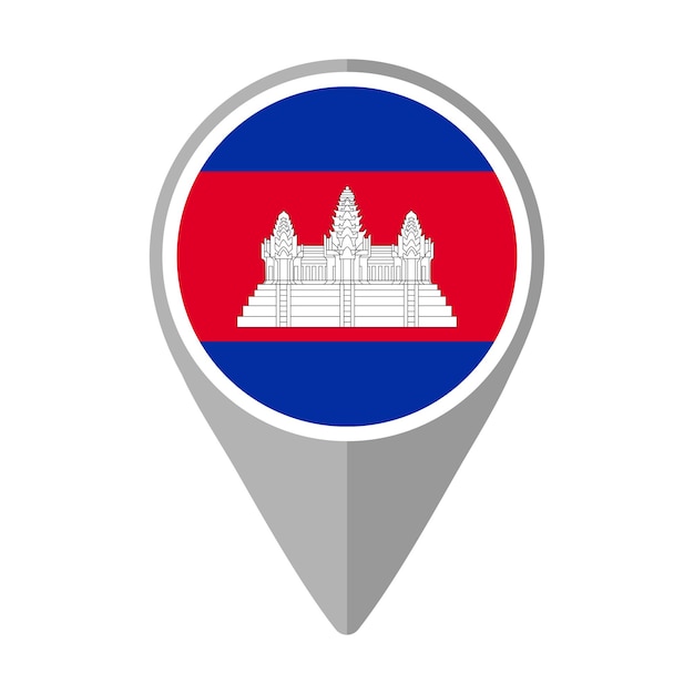 Bandera en el pin de ubicación de Camboya