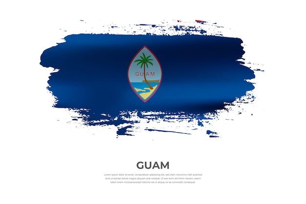 Bandera de pincel doblado de tela artística de guam con efecto de manchas de pintura sobre fondo blanco