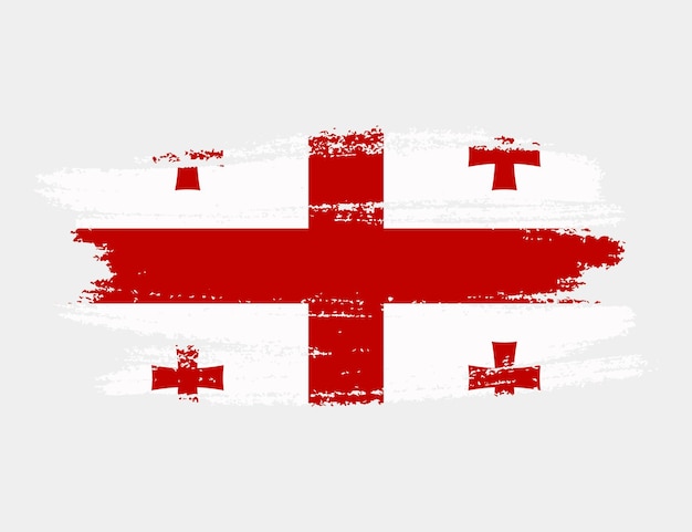 Bandera de pincel grunge artístico del Reino de Georgia aislada sobre fondo blanco Textura elegante de la bandera nacional del país