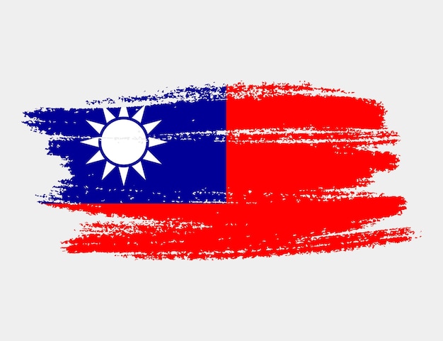 Bandera de pincel grunge artístico de Taiwán aislado sobre fondo blanco Textura elegante de la bandera nacional del país