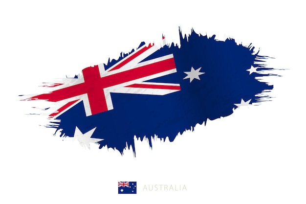 Bandera de pincelada pintada de Australia con efecto ondulado.