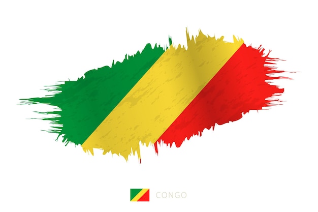 Bandera de pincelada pintada del Congo con efecto ondulado