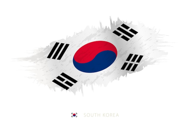 Vector bandera pintada de corea del sur con efecto de agitarse