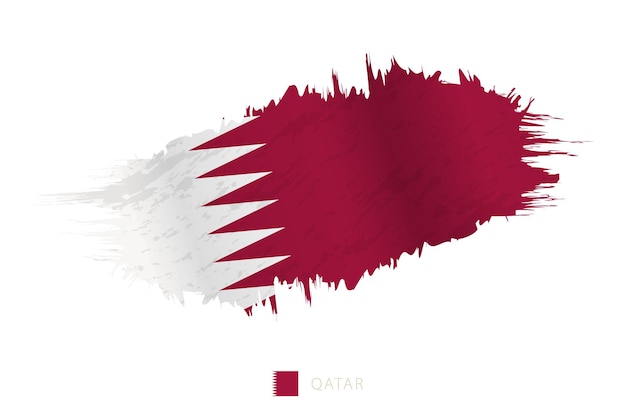 Bandera pintada de Qatar con el efecto de agitarse