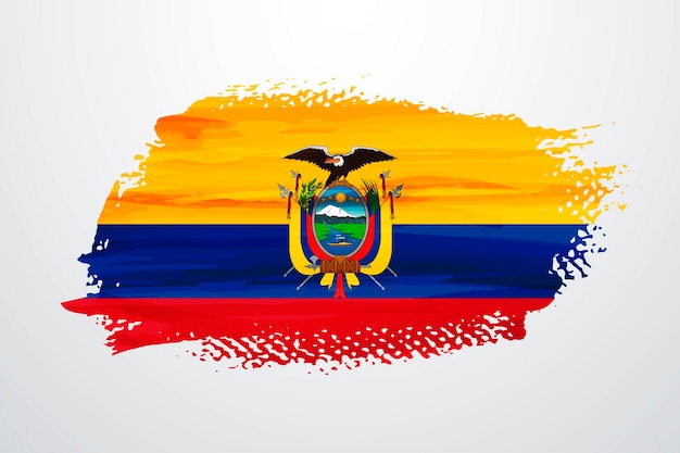 Bandera de pintura de pincel de Ecuador