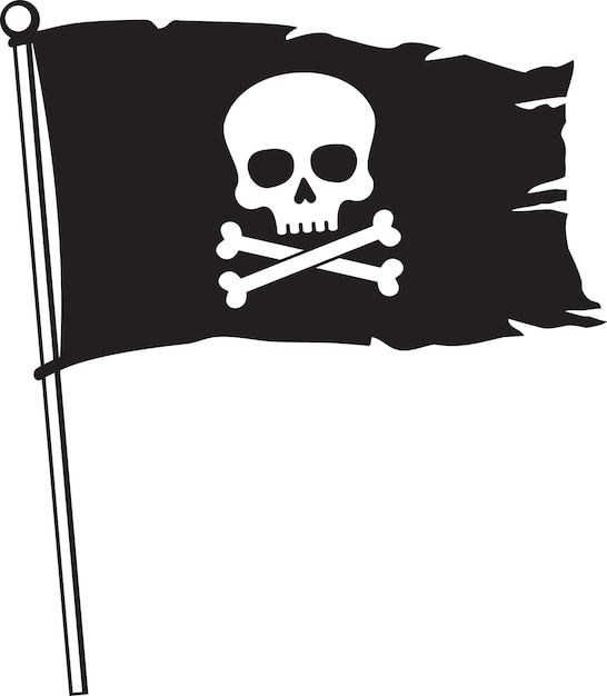 Vector bandera pirata con cráneo y huesos cruzados jolly roger