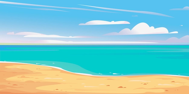 Bandera de la playa de la orilla desierta Hermosa ilustración vectorial Cielo azul Vacaciones de verano