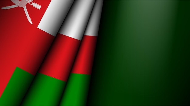 Bandera plegada de Omán gráfico y etiqueta