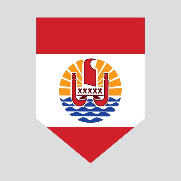Bandera de la Polinesia Francesa en forma de escudo