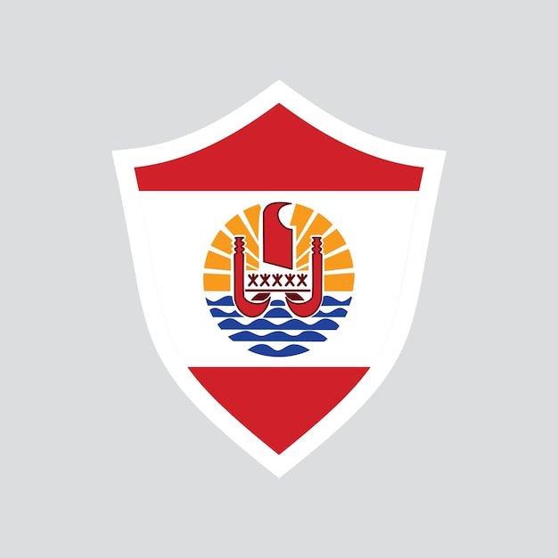 Bandera de la Polinesia Francesa en forma de escudo