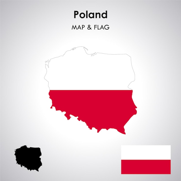 Bandera de Polonia y archivo de vector de bandera de mapa de diseño de mapa