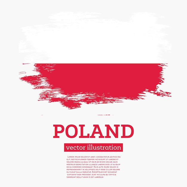 Bandera de Polonia con pinceladas. Ilustración de vector.