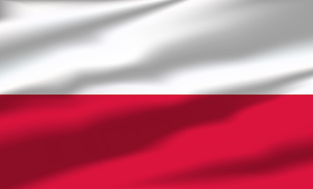 Bandera de Polonia vectorial ondeando banderas que fluyen realistas