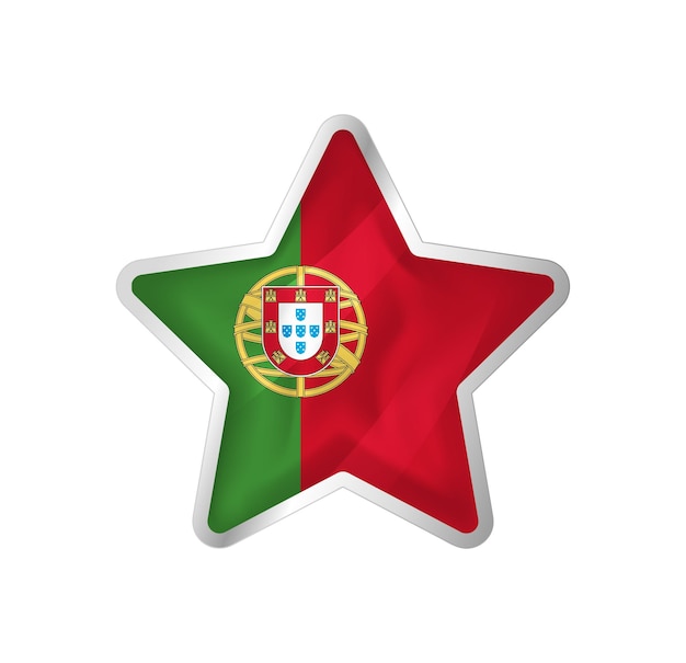 Vector bandera de portugal en estrella. plantilla de estrella y bandera de botón. fácil edición y vector en grupos.