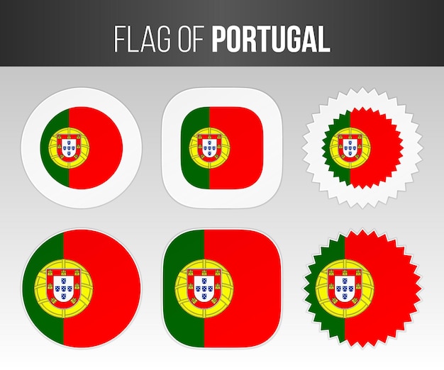 Bandera de portugal etiquetas insignias y pegatinas Ilustración banderas de portugal aislado