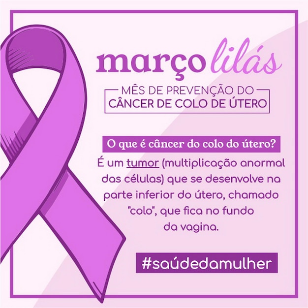 Bandera en portugués marcha de lilac prevención brasil campaña marco lilas cáncer en el útero