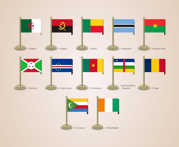 Vector bandera de poste lindo y atractivo de los países africanos parte 01