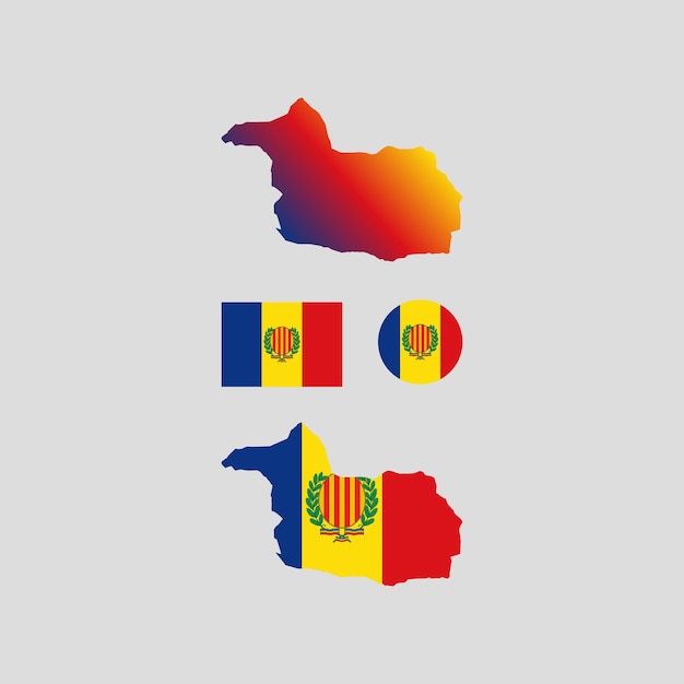 Vector bandera provincial de andorra sant julia de loria y vectores de mapas establecidos