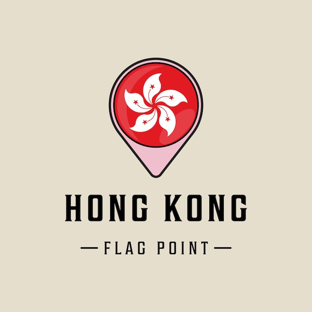 Bandera punto hong kong logo vector ilustración plantilla icono diseño gráfico mapas ubicación país signo o símbolo