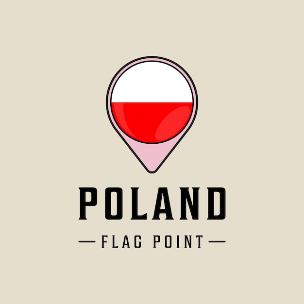 Bandera punto polonia logo vector ilustración plantilla icono diseño gráfico mapas ubicación país signo o símbolo