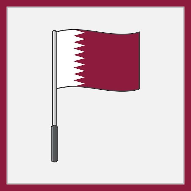 Bandera de Qatar Ilustración vectorial de dibujos animados Bandera de Qatar Icono plano Contorno