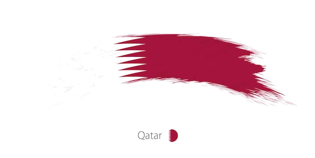 Vector bandera de qatar en un trazo de pincel redondeado. ilustración vectorial