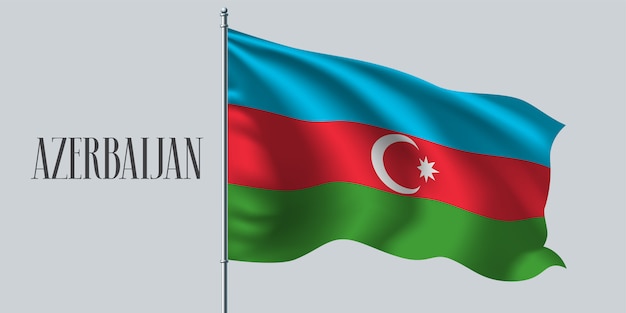 Bandera que agita de azerbaiyán