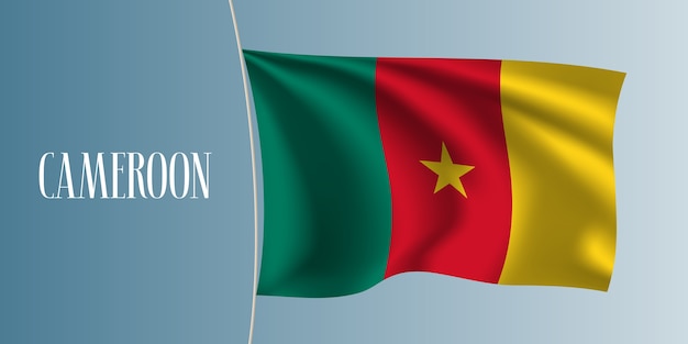 Bandera que agita de camerún. elemento de diseño icónico como bandera nacional de camerún