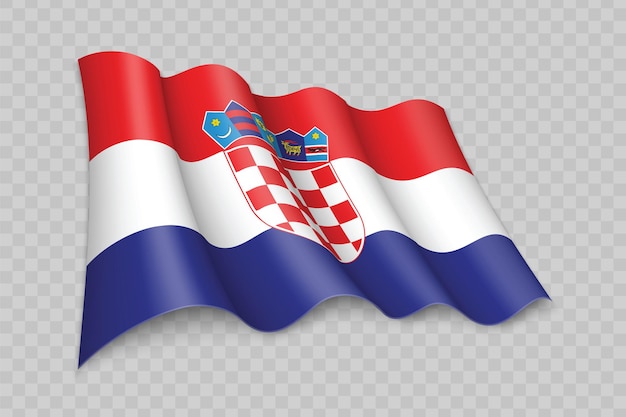 Bandera que agita realista 3D de Croacia