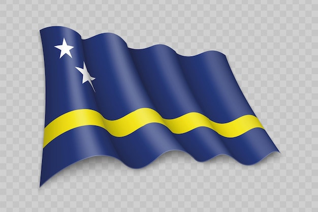 Vector bandera que agita realista 3d de curacao