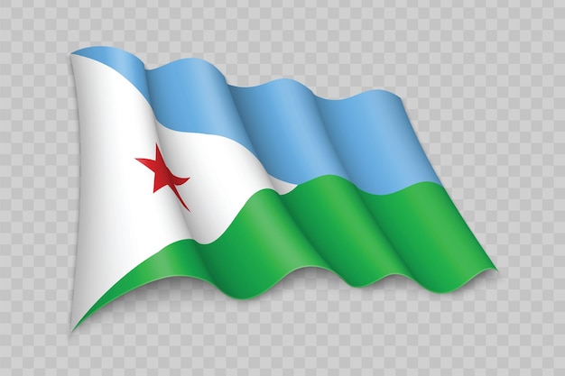 Bandera que agita realista 3d de djibouti