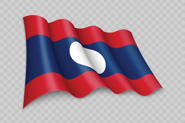 Bandera que agita realista 3D de Laos