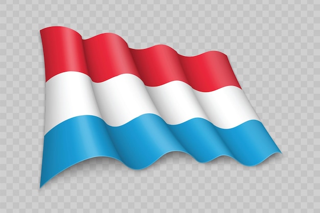 Bandera que agita realista 3D de Luxemburgo