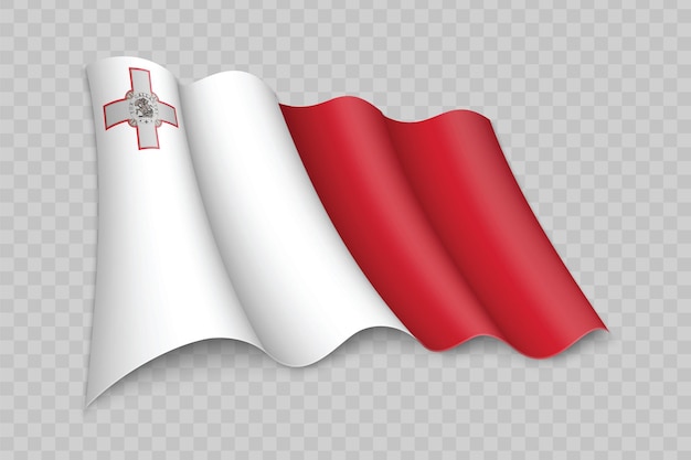 Bandera que agita realista 3D de Malta