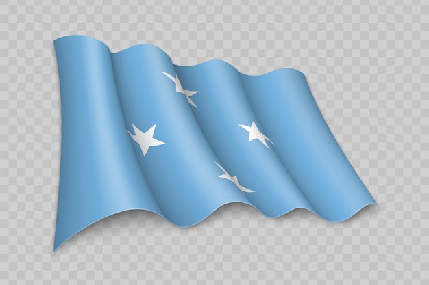 Bandera que agita realista 3D de Micronesia