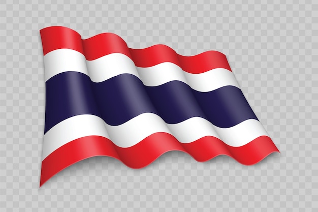 Vector bandera que agita realista 3d de tailandia
