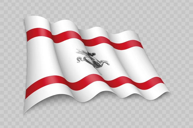 Vector la bandera que agita realista 3d de la toscana es una región de italia