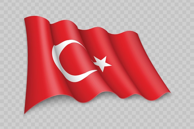 Vector bandera que agita realista 3d de turquía